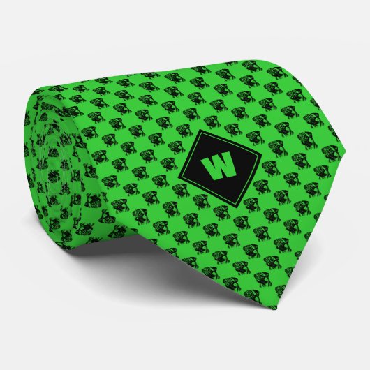 Lime Green Mops Pattern Krawatte (Gerollt)