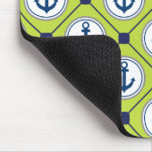 Lime Green Nautical Anchor Muster Mousepad (Ecke)