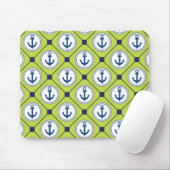 Lime Green Nautical Anchor Muster Mousepad (Mit Mouse)