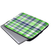 Lime Green, Navy Blue, White Preppy Madras Kariert Laptopschutzhülle (Vorne Knopf)