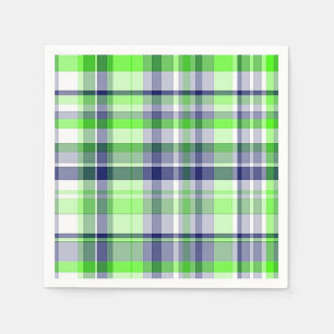 Lime Green, Navy Blue, White Preppy Madras Kariert Serviette