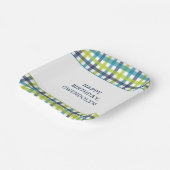 Lime Green, Navy und Türkis Blue Kariert Pappteller (Gewinkelt)