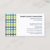 Lime Green, Navy und Türkis Blue Kariert Visitenkarte (Vorderseite)