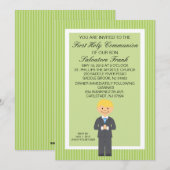 Lime Green Niedlich First Communion Boy Einladung (Vorne/Hinten)