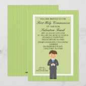 Lime Green Niedlich First Communion Boy Einladung (Vorne/Hinten)