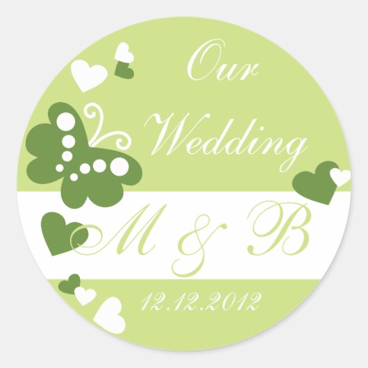Lime Green Our Wedding Monogram Sticker (Vorderseite)