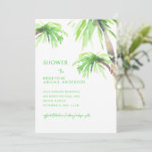 Lime Green Palm Tree Brautparty Einladung (Stehend Vorderseite)
