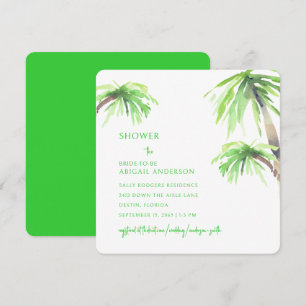 Lime Green Palm Tree Brautparty Square Einladung