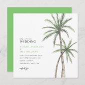 Lime Green Palm Tree Wedding Einladung (Vorne/Hinten)
