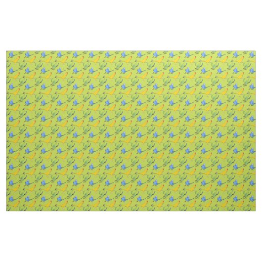 Lime Green Parrot Lingful Indian Ringneck Pattern Stoff (Yard (91,4 cm))