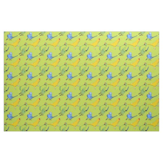 Lime Green Parrot Lingful Indian Ringneck Pattern Stoff (Fat Quarter (45,7 x 55,9 cm))