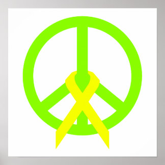 Lime Green Peace & Ribbon Poster
