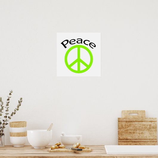 Lime Green Peace & Word Poster (Küche)