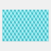 LIME GREEN PEACH AQUA BLUE GEOMETRIC CUBE PATTERS GESCHENKPAPIER SET (Vorderseite 3)