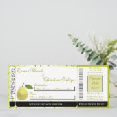 Lime Green Pear Boarding Pass Hochzeit Einladung (Stehend Vorderseite)