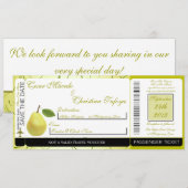 Lime Green Pear Boarding Pass Hochzeit Einladung (Vorne/Hinten)