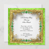 Lime Green Pearls Gold White Birthday Party Einladung (Rückseite)