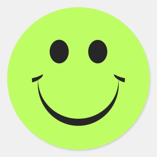 Lime Green Personalisiert Happy Face Runder Aufkleber (Vorderseite)