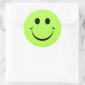 Lime Green Personalisiert Happy Face Runder Aufkleber (Tasche)