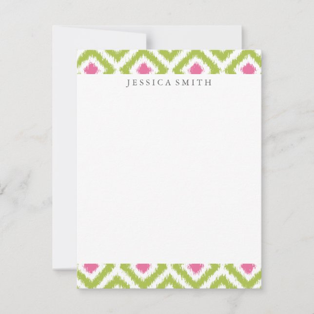 Lime Green Pink Diamonds Ikat Pattern (Vorderseite)