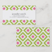 Lime Green Pink Diamonds Ikat Pattern Telefonnummerkarte (Vorne/Hinten)