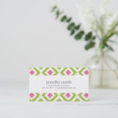 Lime Green Pink Diamonds Ikat Pattern Telefonnummerkarte (Stehend Vorderseite)