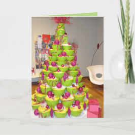 Lime Green & Pink Jingle Bowls Weihnachtsbaum Feiertagskarte