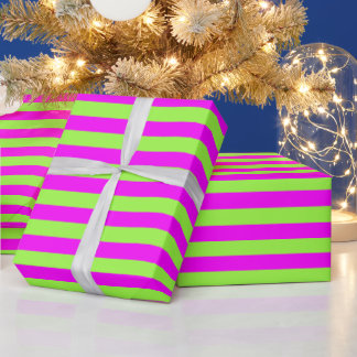Lime Green Pink Strip Muster Moderne Geschenkpapier