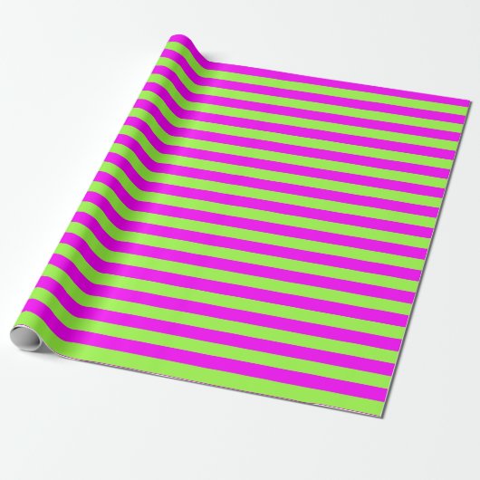 Lime Green Pink Strip Muster Moderne Geschenkpapier (Ungerollt)
