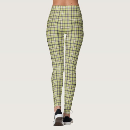 Lime Green Plaid Classic Pattern Retro Leggings (Rückseite)