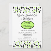 Lime Green Polka Dot Birthday Party Einladung (Vorderseite)