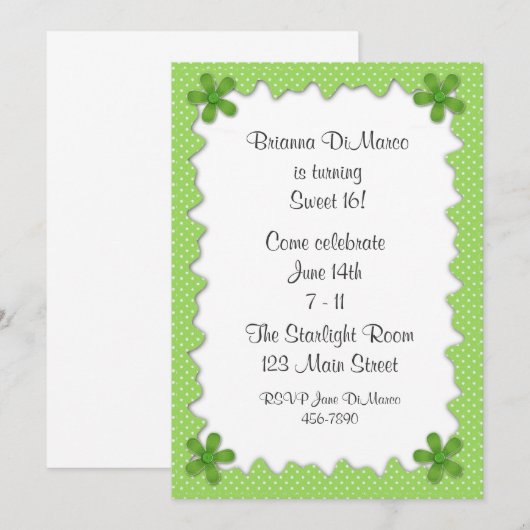 Lime Green Polka Dot Einladung (Vorne/Hinten)