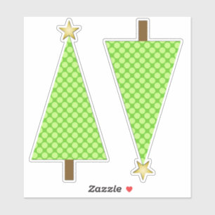 Lime Green Polka Dot Moderner Weihnachtsbaum Aufkleber
