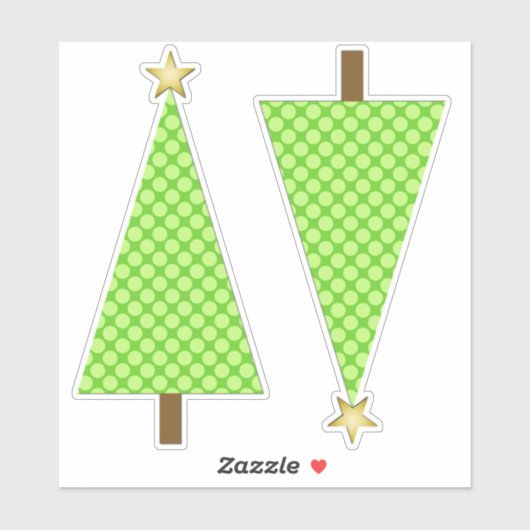 Lime Green Polka Dot Moderner Weihnachtsbaum Aufkleber (Blatt)