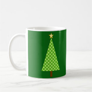 Lime Green Polka Dot Moderner Weihnachtsbaum Kaffeetasse