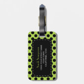 Lime Green Polka Dot Monogram Personalisiert Gepäckanhänger (Rückseite vertikal)
