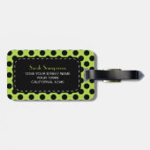 Lime Green Polka Dot Monogram Personalisiert Gepäckanhänger (Rückseite horizontal)