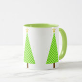 Lime Green Polka Dot Retro Moderner Weihnachtsbaum Tasse (VorderseiteRechts)