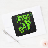 Lime Green Pony Horse Stallion Steellion Art Quadratischer Aufkleber (Umschlag)