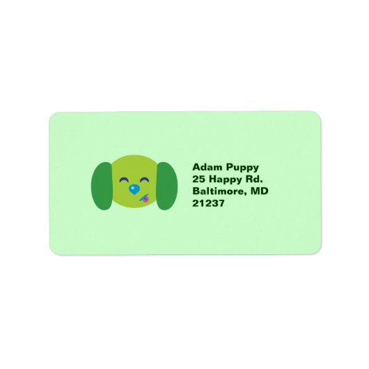 Lime Green Puppy Adressaufkleber (Vorne)