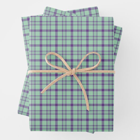 Lime Green Purple Plaid Classic Pattern Geschenkpapier Set (Beispiel)