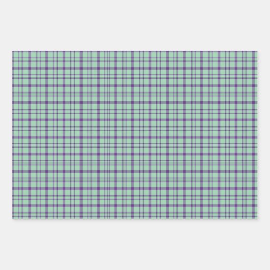 Lime Green Purple Plaid Classic Pattern Geschenkpapier Set (Vorderseite)