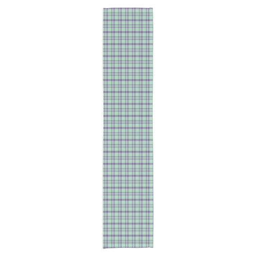 Lime Green Purple Plaid Classic Pattern Kurzer Tischläufer (Vorderseite)