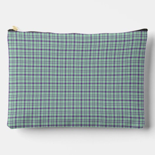 Lime Green Purple Plaid Classic Pattern Zubehörtasche (Vorderseite)