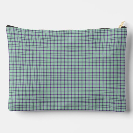 Lime Green Purple Plaid Classic Pattern Zubehörtasche (Rückseite)