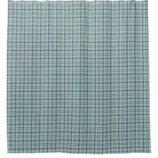 Lime Green Purple Plaid Shower Curtain Duschvorhang