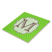 Lime Green Quarterfoil Latti Monogram Display Tile Fliese (Seite)
