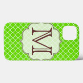Lime Green Quarterfoil Latti Monogram IPAD Case (Rückseite (Horizontal))
