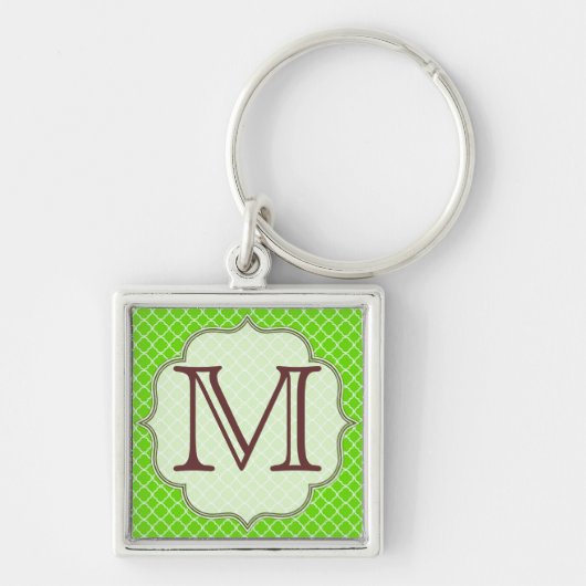 Lime Green Quarterfoil Latti Monogram Key Chain Schlüsselanhänger (Vorne)