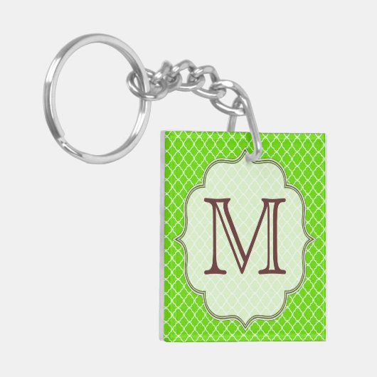 Lime Green Quarterfoil Latti Monogram Key Chain Schlüsselanhänger (Vorderseite links)